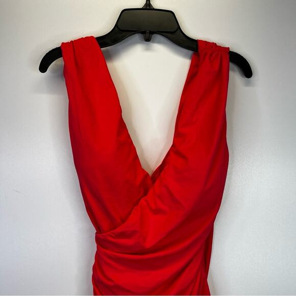 Vince Camuto Shirred Surplice One Piece swimsuit watermelon - 8 - Picture 4 of 14